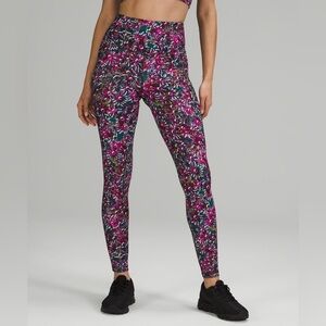 Lululemon Base Pace High-Rise Fleece Tight Size 6 Floral Electric Multi